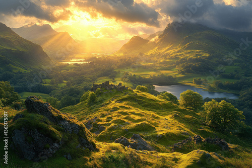 A scenic view of Dinas Bran...