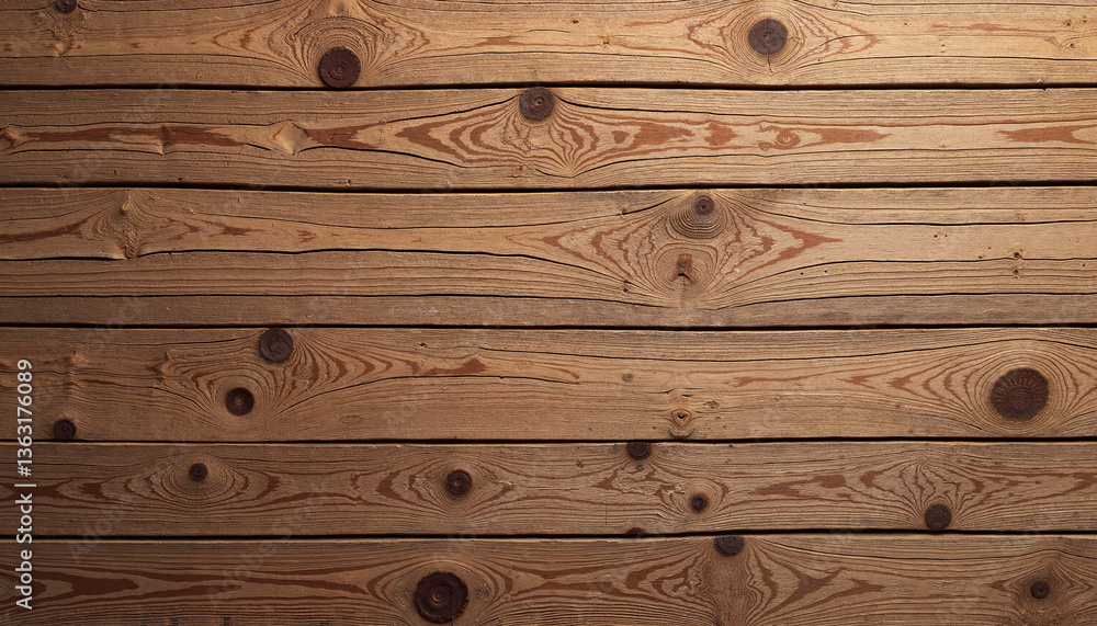 Naklejka premium Natural rustic light brown wood planks with visible grain and knots 