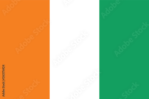 Ivory Coast Flag Vector Clipart Illustration – High-Quality Graphic Design of the National Flag of Côte d'Ivoire in Vibrant Colors for Creative Projects, Digital Use, and Print
