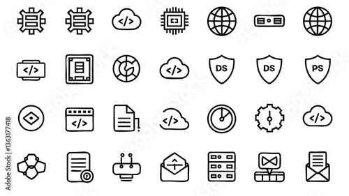 Set of Modern Technology Line Icons
