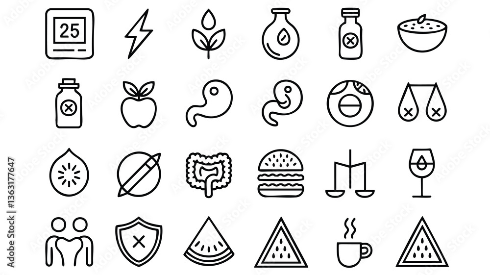 Fototapeta premium Set of Health and Wellness Line Icons