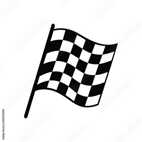 A checkered flag silhouette vector art illustration