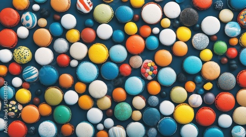 Colorful Macarons Flat Lay Sweet Treats Background