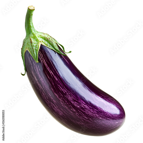 Obraz na płótnie Fresh purple eggplant on a white background ready for culinary use in dishes w salonie