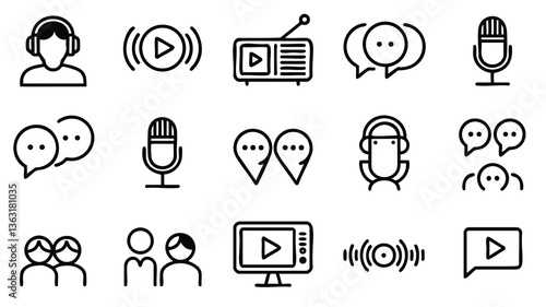 Collection of communication and media icons