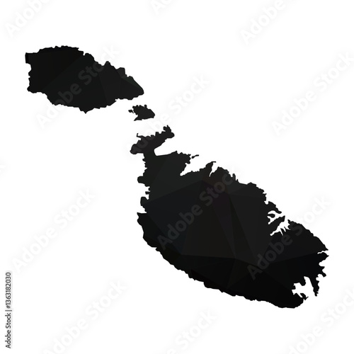 Abstract Polygon - Low Poly Color Black Malta map. Vector Illustration eps10.	

