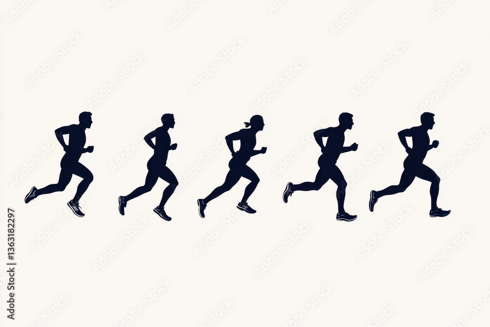 Running silhouette sequence with ink splatter effect Running silhouette sequence with ink splatter effect