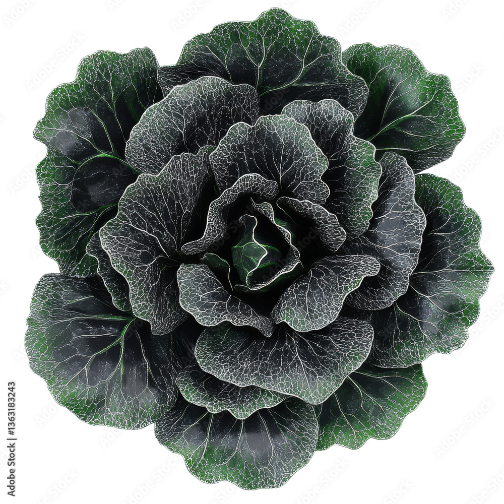 Decorative green cabbage plant with vibrant leaves at home garden setting