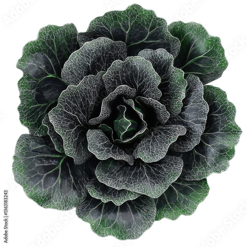 Obraz na płótnie Decorative green cabbage plant with vibrant leaves at home garden setting w salonie