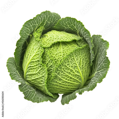 Obraz na płótnie Fresh green cabbage with intricate leaf patterns and vibrant color w salonie