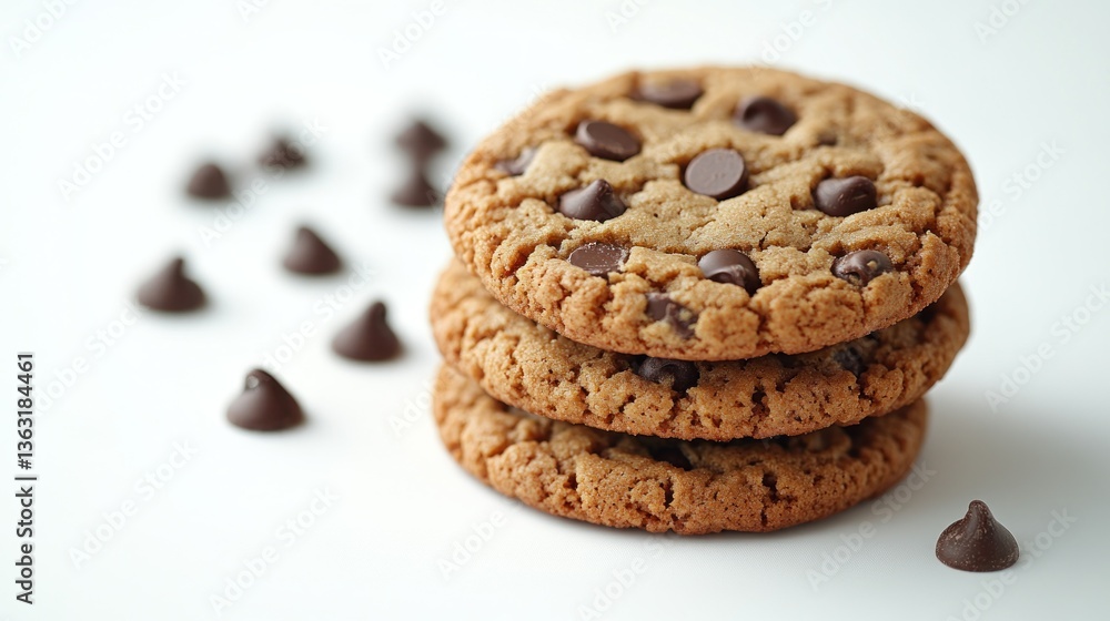 Delicious chocolate chip cookies stacked Delicious chocolate chip cookies stacked