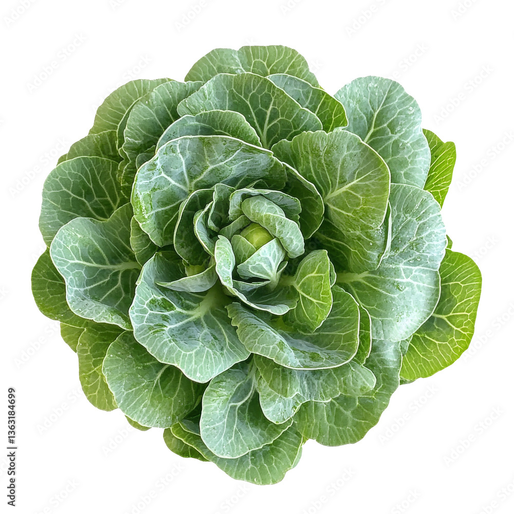 Fresh green lettuce head ready for salads and culinary dishes