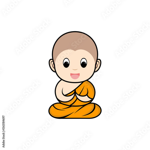 little monk vector illustration