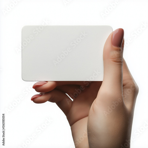 hand holding card isolated