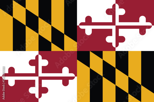 Maryland State Flag Vector Clipart Illustration, High-Quality Graphic Design, State Symbols, Flag Art, Heraldic, Maryland Heritage, Vector Flag Artwork for Websites, Prints, and Merchandise