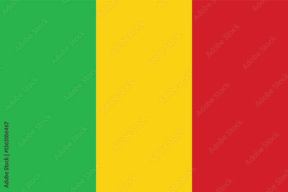 Fototapeta premium Mali Flag Vector Clipart Illustration - High-Quality Digital Artwork of the Mali National Flag in Bold Colors, Perfect for Design, Printing, and Graphic Projects