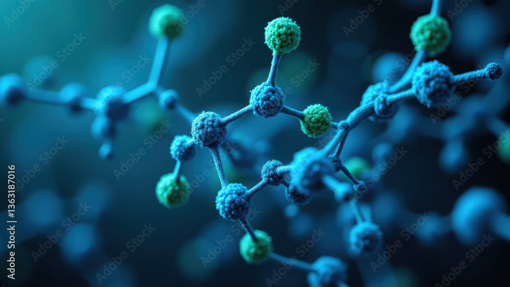 Magnesium Glycinate molecule with its complex structure highlighted by color. Magnesium Glycinate molecule with its complex structure highlighted by color.