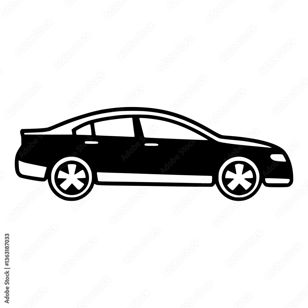 Fototapeta premium Car Silhouette Icon - Black Outline