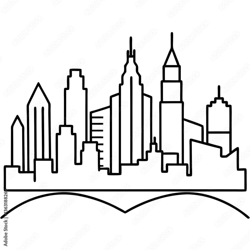 Naklejka premium City Skyline Line Art