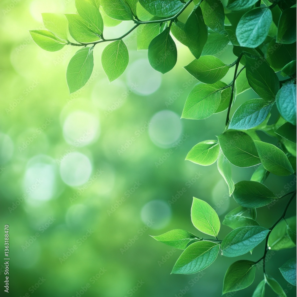 Fresh Green Leaves with Bokeh Light Background Creating a Natural Springtime Ambiance Fresh Green Leaves with Bokeh Light Background Creating a Natural Springtime Ambiance