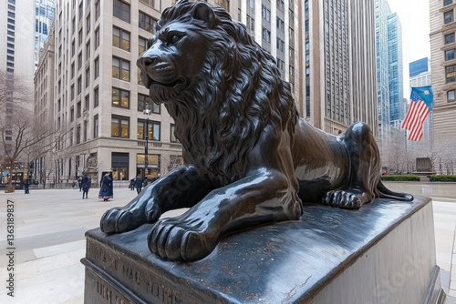 The iconic lion statues at ...
