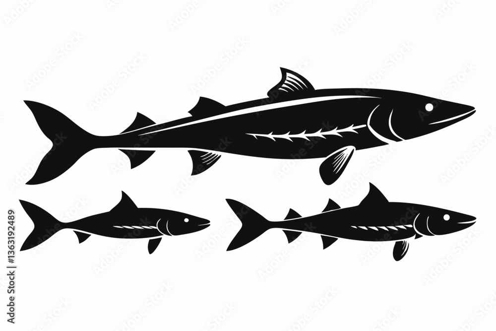 Fototapeta premium Pike icon set of silhouette black vector bundle