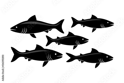 Pike icon set of silhouette black vector bundle