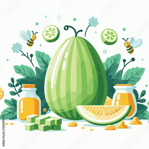 organic, melon, cantaloupe, honeydew, slice, food, fresh, fruit, juicy, sweet, delicious, cut, ripe, green, healthy, piece, isolated, summer, diet, dessert, vegetarian, honey, half, raw, yellow, backg