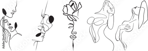 Group of flower with face art eps