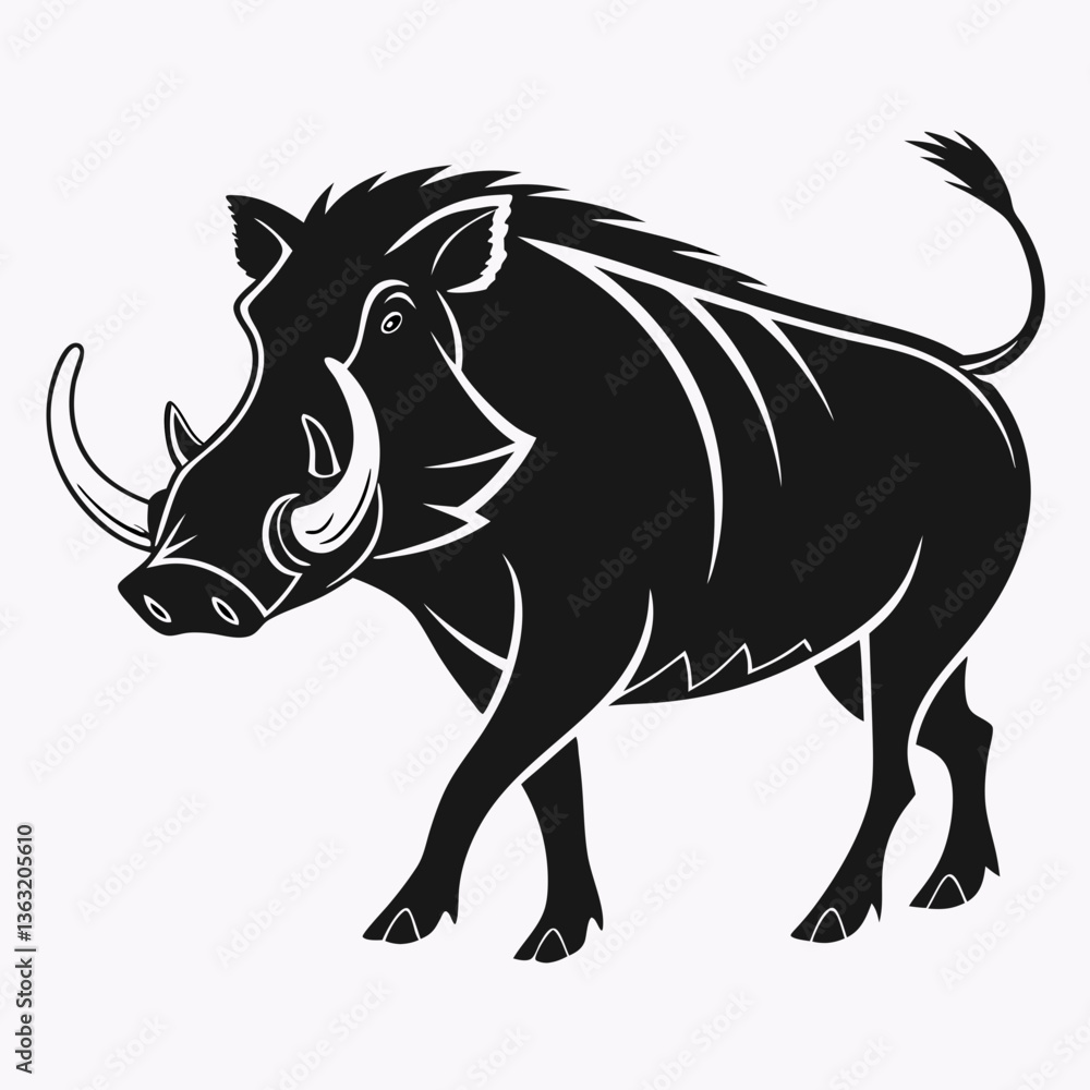 Obraz premium Warthug black silhouette icon vector