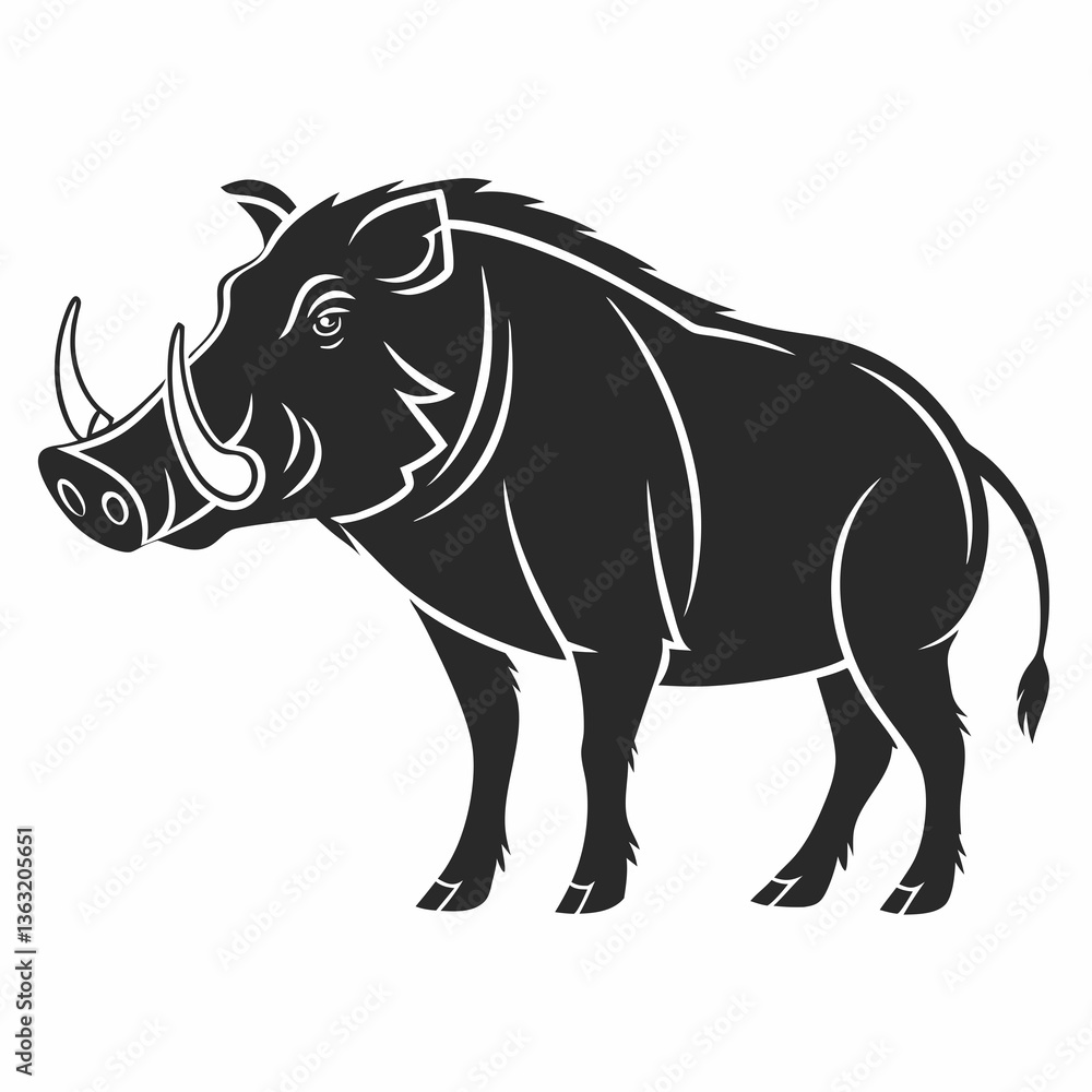 Obraz premium Warthug black silhouette icon vector