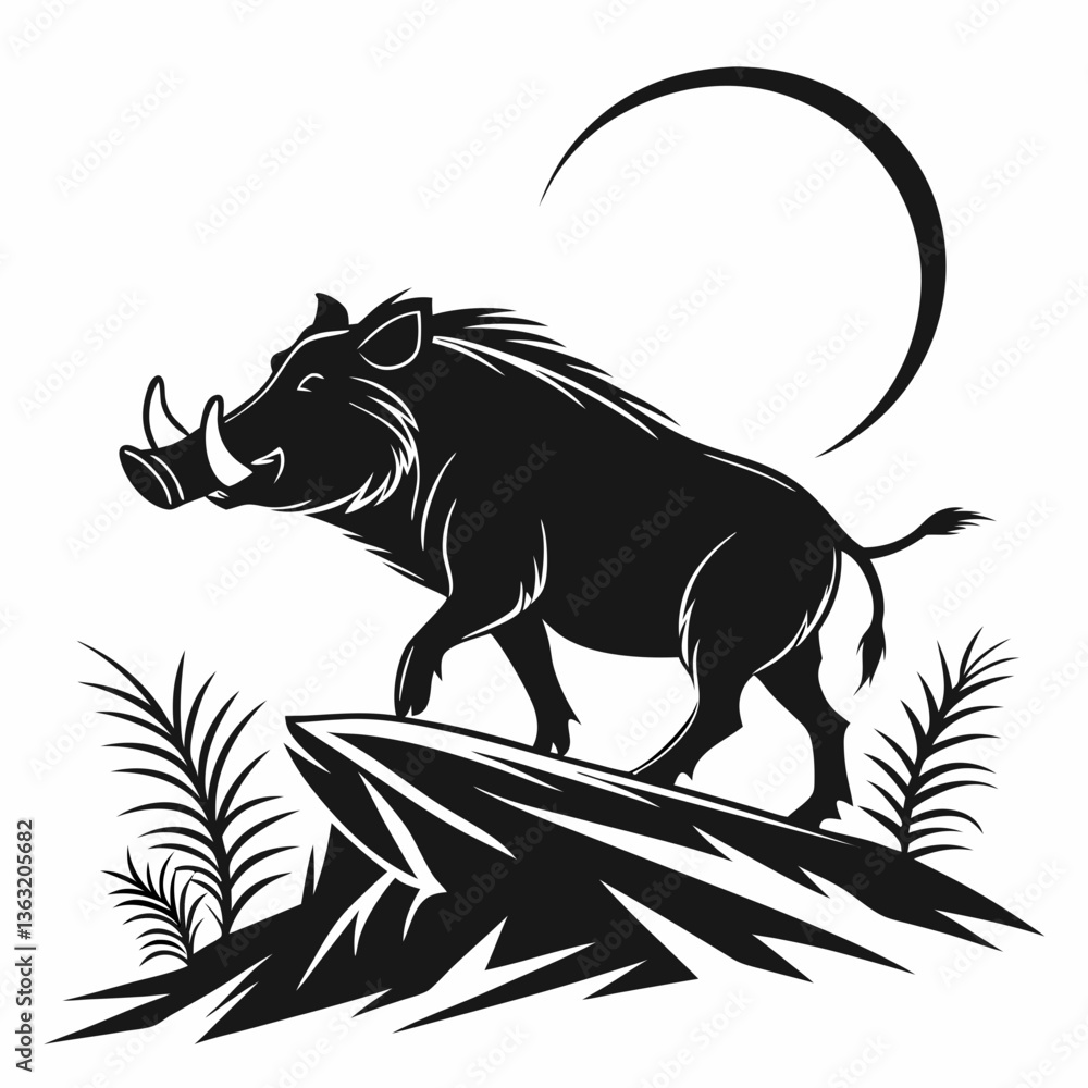 Obraz premium Warthug black silhouette icon vector