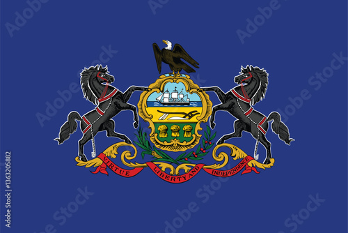 Pennsylvania State Flag Vector Clipart Illustration - High-Quality Digital Artwork of the Iconic Pennsylvania Flag Featuring Bold Colors and State Emblem