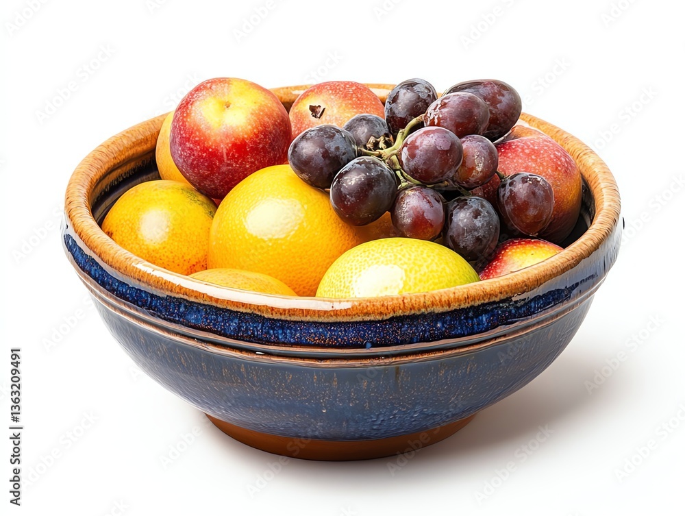 Colorful Fruit Bowl Still Life on White Background Studio Shot Colorful Fruit Bowl Still Life on White Background Studio Shot