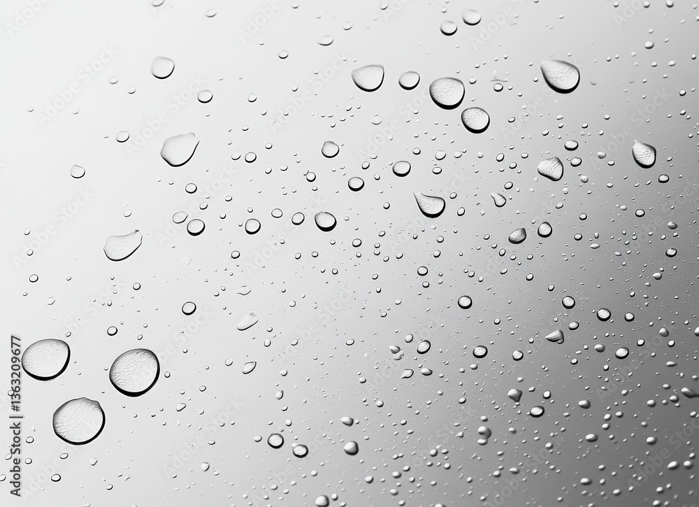 Raindrops falling on water surface in grey color tone Raindrops falling on water surface in grey color tone