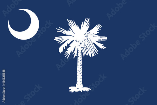 South Carolina Flag Vector Clipart Illustration, State Symbol, Palmetto Tree and Crescent, Digital Art, American Heritage, South Carolina Design, Historical Flag, Patriotic Emblem, State Pride, USA