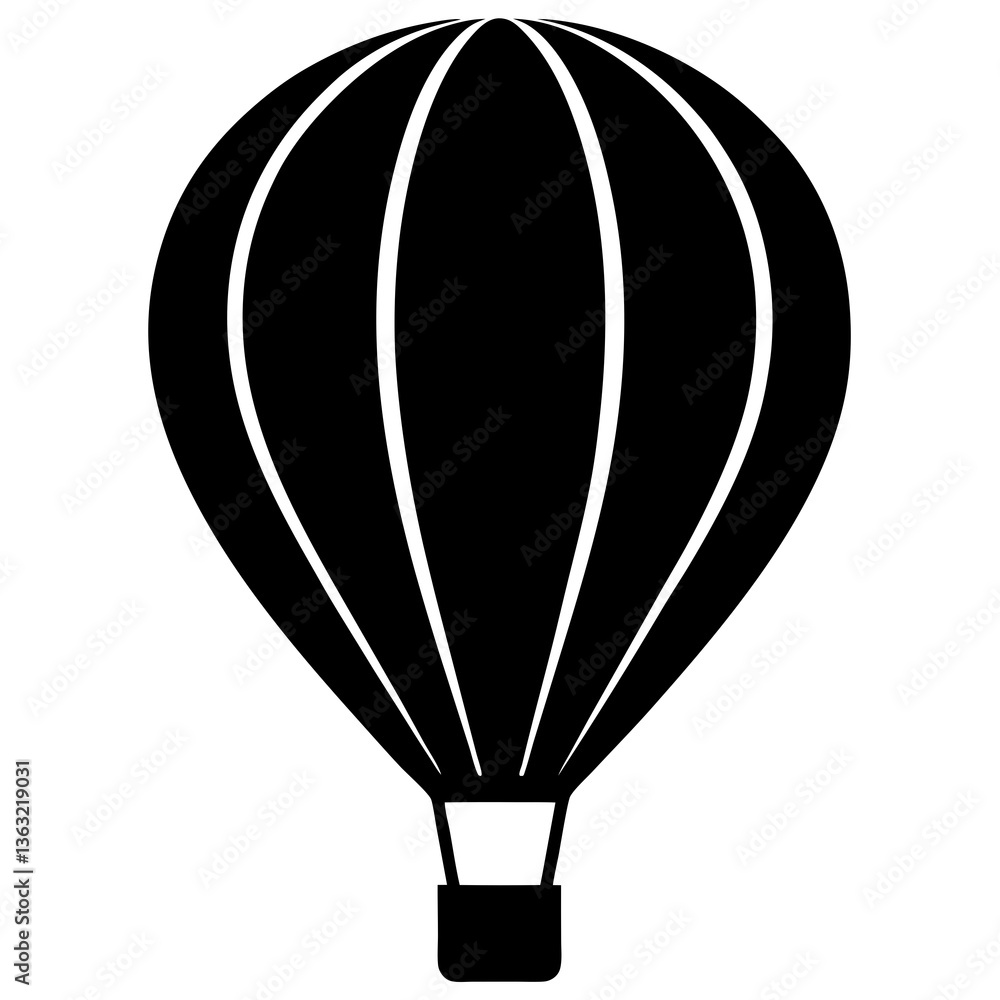 Naklejka premium hot air balloon black silhouette vector, Simple silhouette Design vector icon with white background.