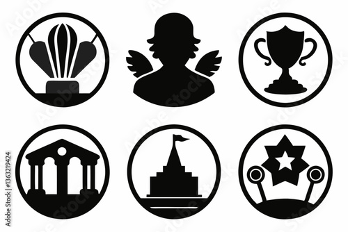 Christian icon set silhouette black vector