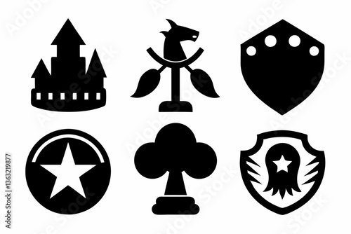 Christian icon set silhouette black vector