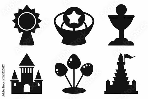 Christian icon set silhouette black vector