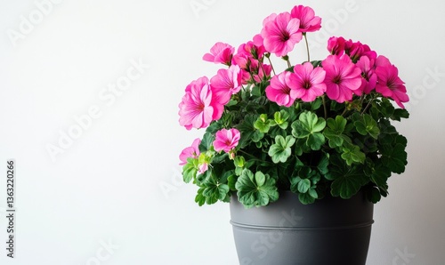 Wallpaper Mural A potted plant with pink flowers sits on a white background Torontodigital.ca