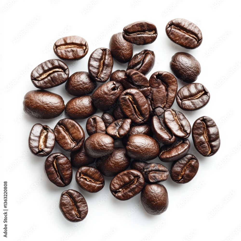 Fototapeta premium Roasted coffee beans, isolated on white background