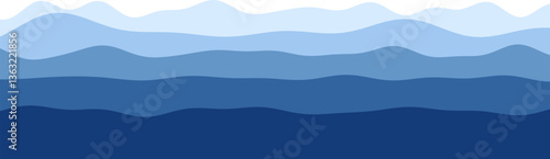 Abstract blue waves pattern in gradient shades with flowing curves.