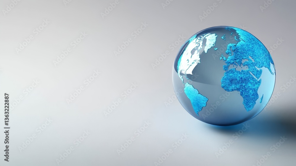 Global Network Glass Orb Composition, World Map, Connectivity Concept Global Network Glass Orb Composition, World Map, Connectivity Concept