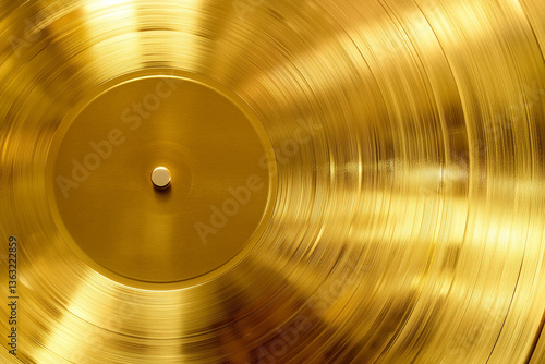Gold vinyl record on gold background