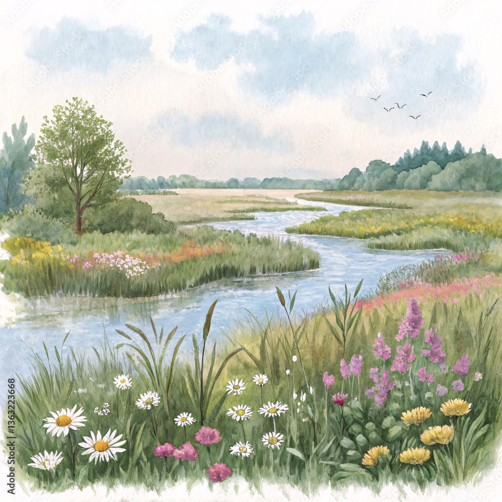spring landscape with flowers spring landscape with flowers