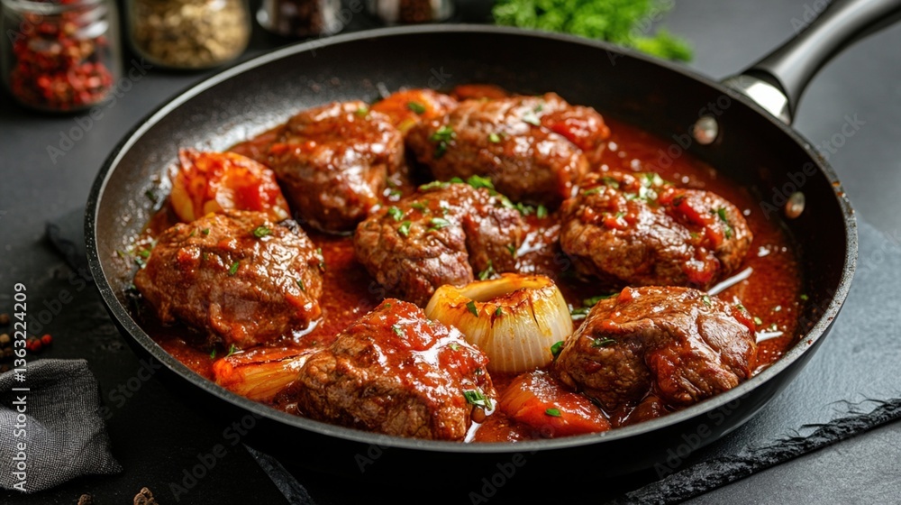 Fototapeta premium Beef stew in a pan