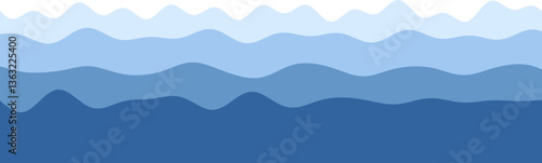 Abstract blue wave pattern illustration in various shades.