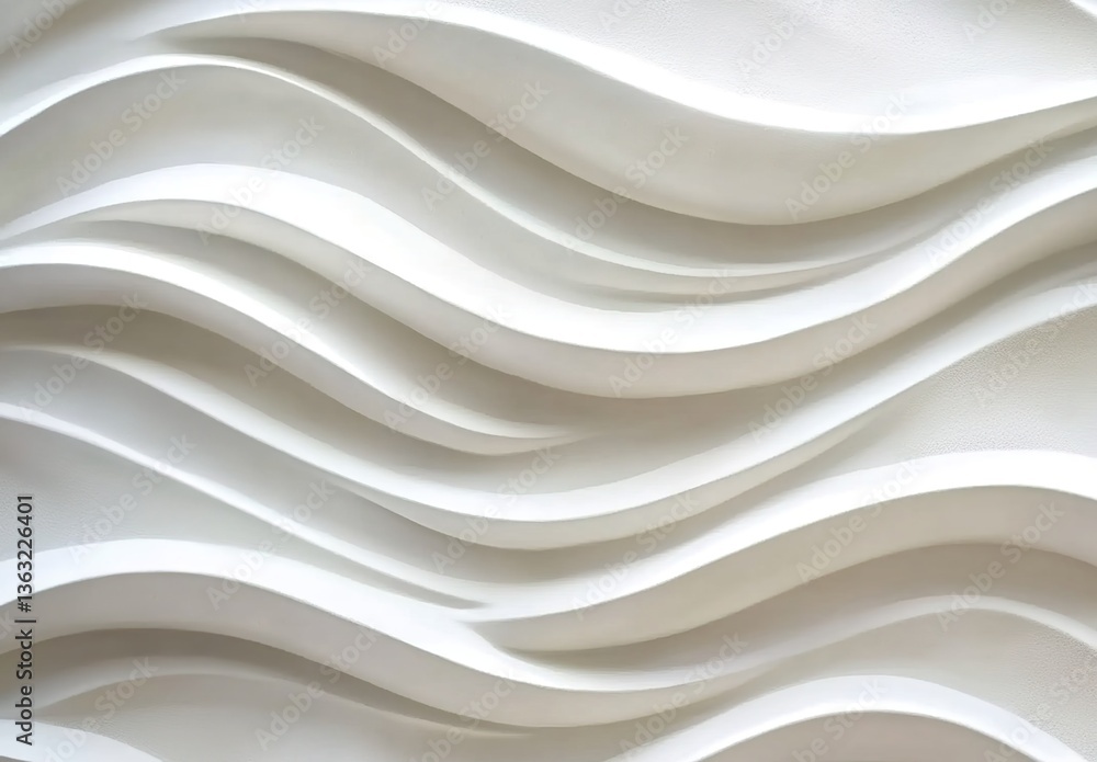 Obraz premium Soft wave texture, light color palette, smooth curves, abstract background, 3D effect, continuous pattern, elegant design.