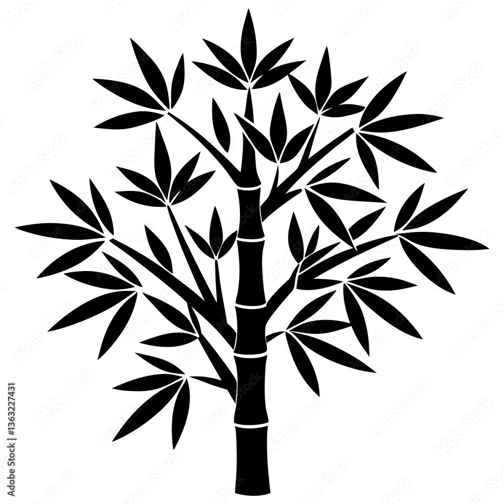Obraz premium Bamboo tree icon silhouette black vector